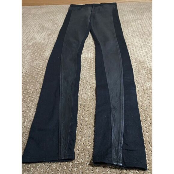 Helmut Lang Black Patina Leather Leggings Women's 26 - Picture 3 of 10